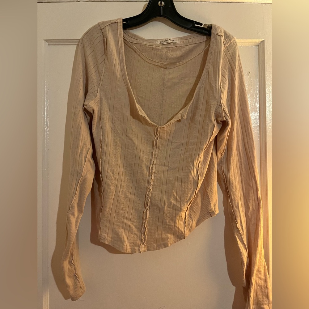 We The Free Beige Long Sleeve Top